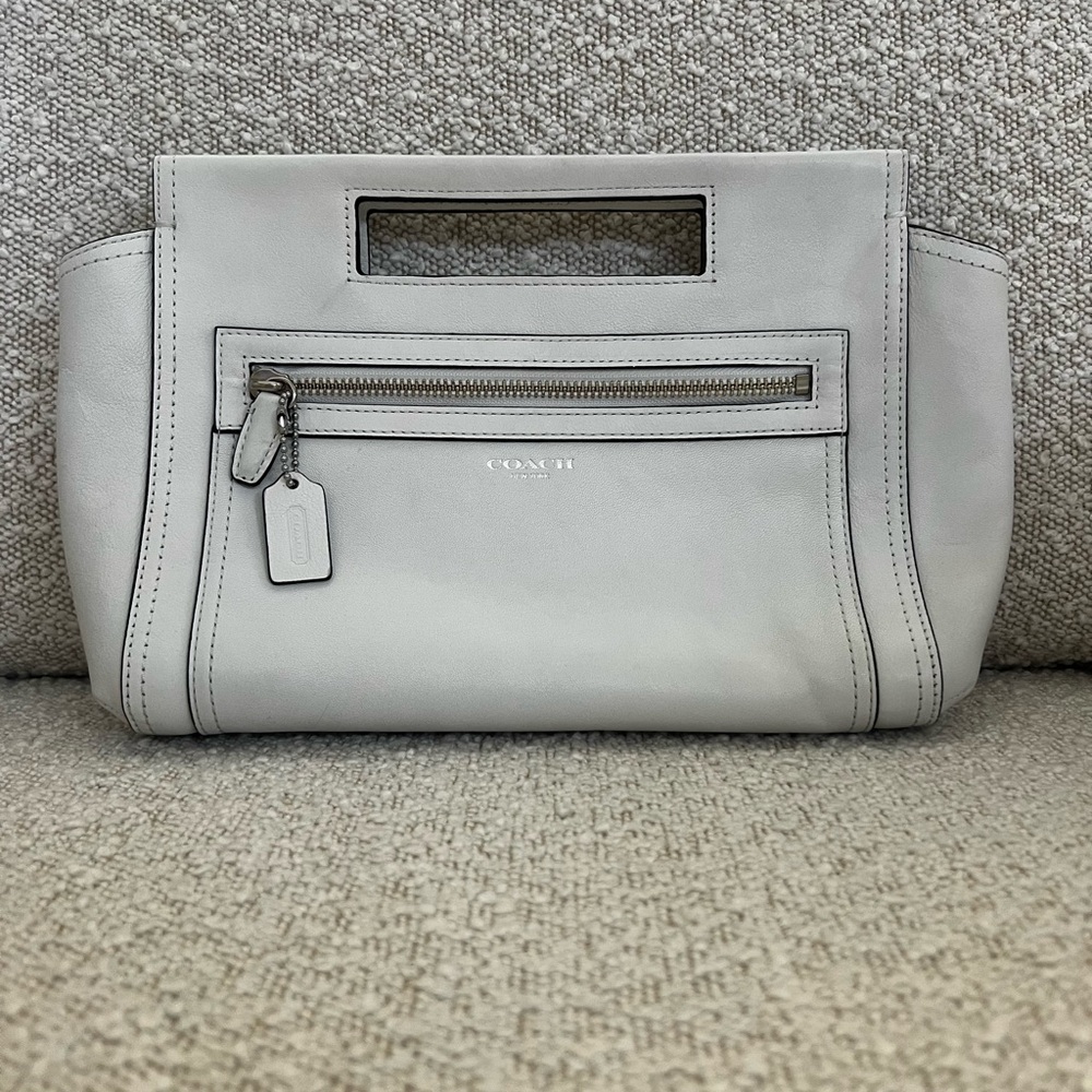 COACH white leather handbag / clutch